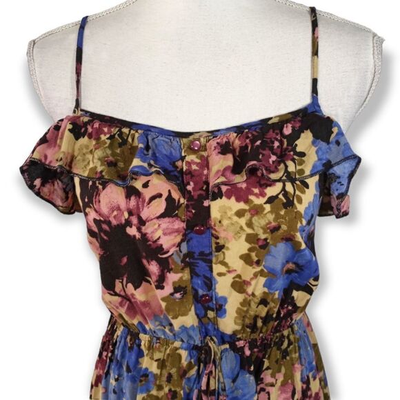 FULL TILT FLORAL PURPLE & CREAM RUFFLE DRESS SZ.M EUC - Picture 2 of 9